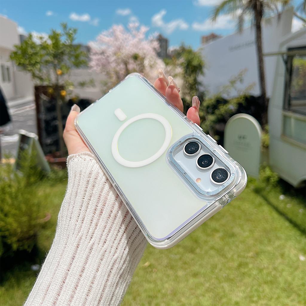 Para Capa Samsung Galaxy A56 5G Compatível com MagSafe TPU Acrílico com Mudança de Cor Capa Traseira para Telefone