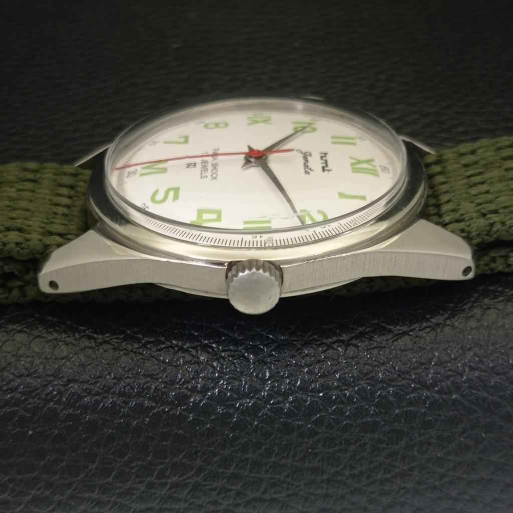 VINTAGE HMT JANATA HAND-WINDING INDIAN MENS WHITE COLOR DIAL WATCH a700095-5