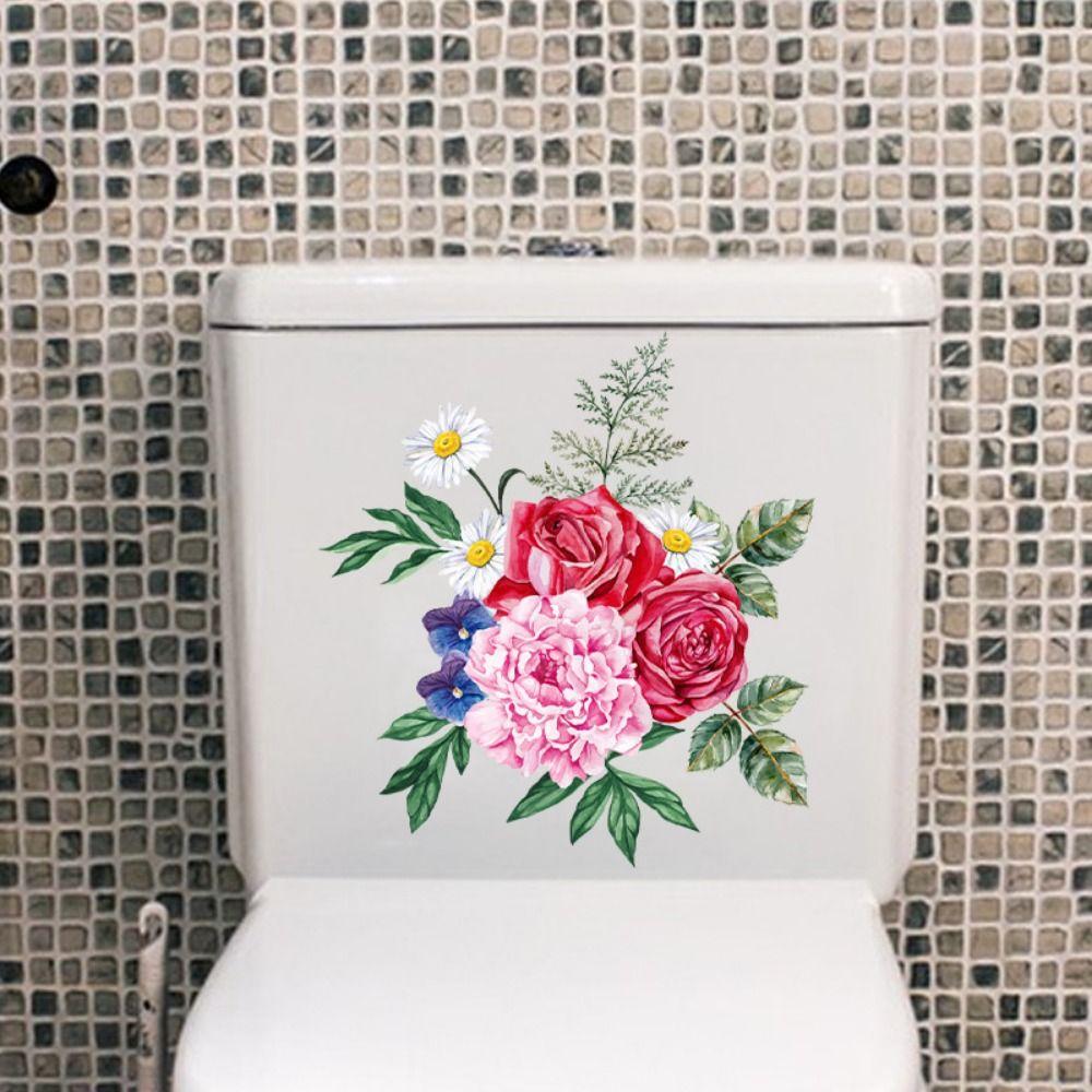 Removable Flower Butterfly Toilet Stickers Mildew-proof Toilet Lid Decals  Cabinet