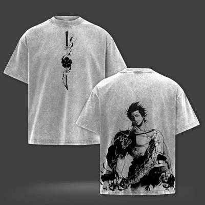 Yami Sukehiro Potisk Tričko Anime Black Clover Oblečení Muži Ženy Bavlněná Trička Retro Prané Tričko Harajuku Unisex Volná Horní Trička