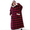 Long Winter Blanket Sleeves Plush Fleece Wearable Sofa Hooded Blanket Adult Soft Warm Flannel Oversized Hoodie