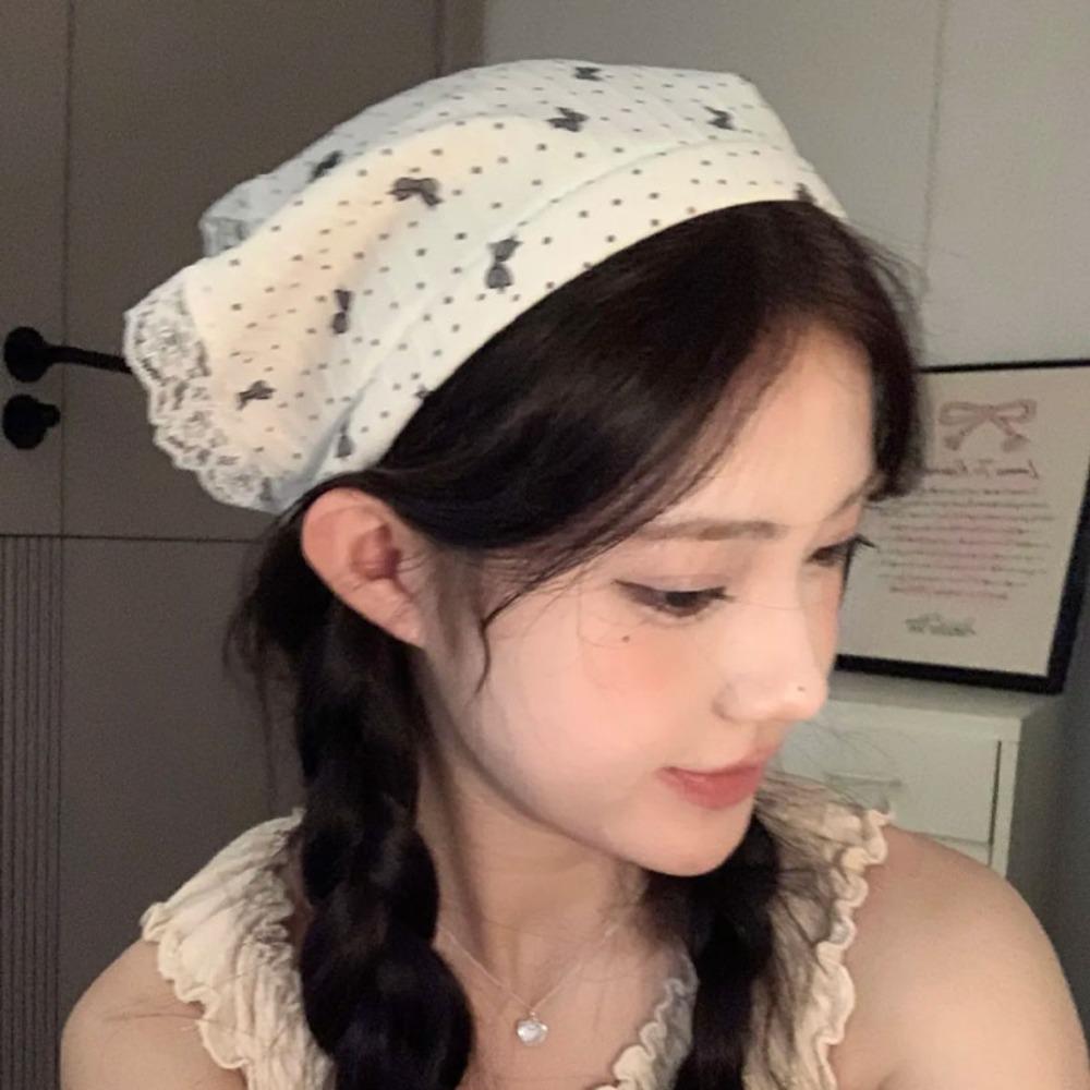 Elegant Floral Cotton Head Scarf Soft Wrap Printing Hair Scarf Vintage Lace Triangle Scarf  Beach