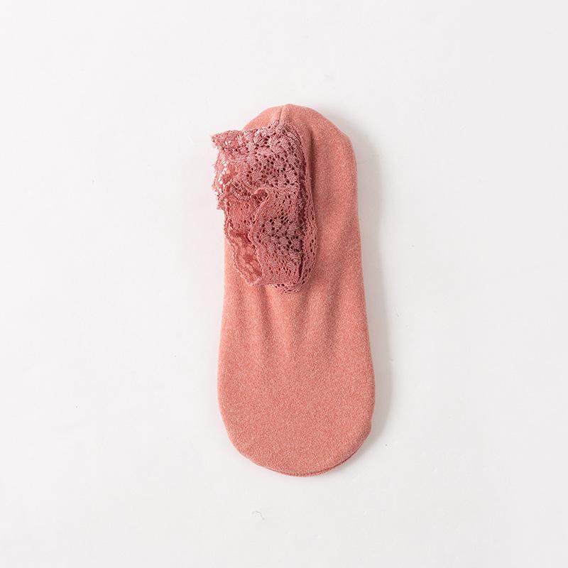 German Velvet Short Socks with Lace Trim, Thickened Warm Silicone Anti-slip Floor Socks for Autumn and Winter, Low-top Loose Short Socks for Women