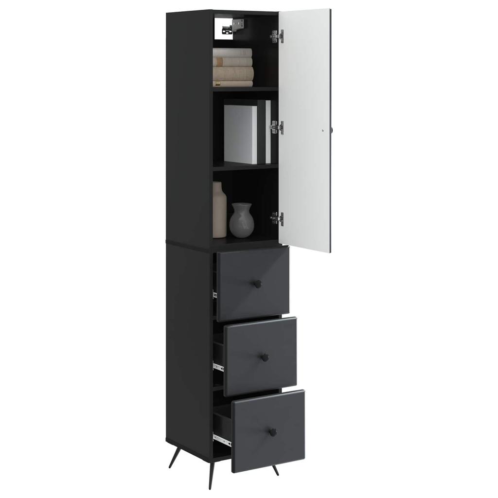 2 Piece Cabinet Set Black 34.5 X 34.5 X 90 Cm Engineered Wood