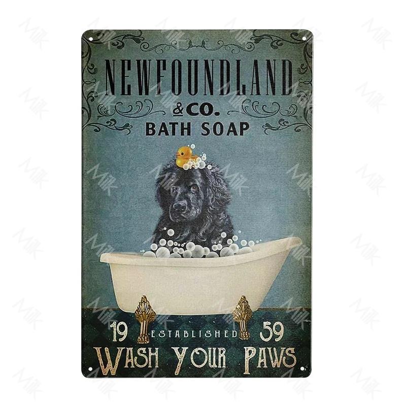 Metal Poster Newfoundland Dog Tin Sign Plate Retro Decor Cafe Home Pet Shop Bedroom Beach Vintage Home Decor Wall Art Plaque
