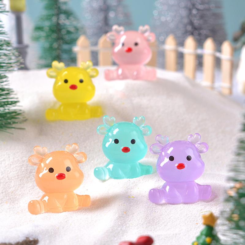 

10/20PCS Luminous Mini Elk Figurines Glow In Dark Xmas Decor Designed For DIY Fairy Garden Celebration Favors Present -A7881