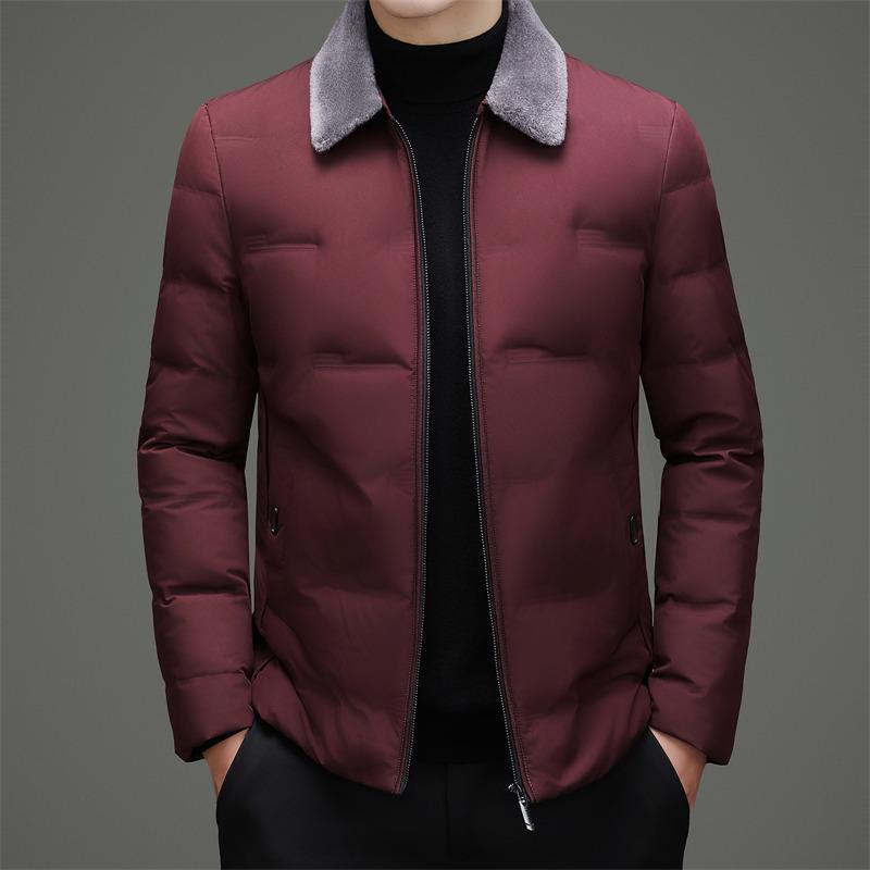 

2025 Men s Casual Warm White Duck Down Winter Jacket with Stand Collar 175