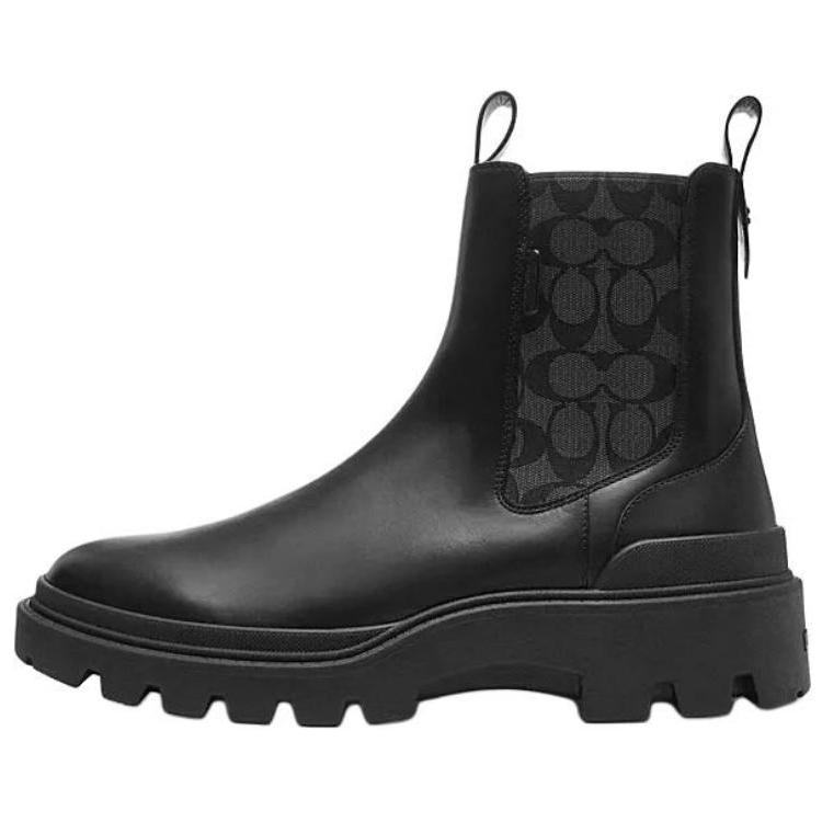 

Coach Leather Round Toe Ankle Chelsea Boots 4cm Men boots Black CX301-MFQ 40