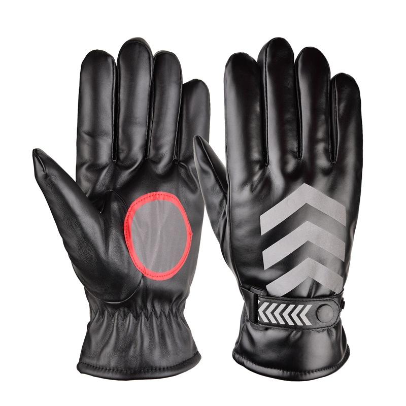 

Мужские светоотражающие защитные кожаные велосипедные перчатки, теплые, утолщенные флисовые, для улицы, мотоциклетные, ветрозащитные, с сенсорным экраном One size