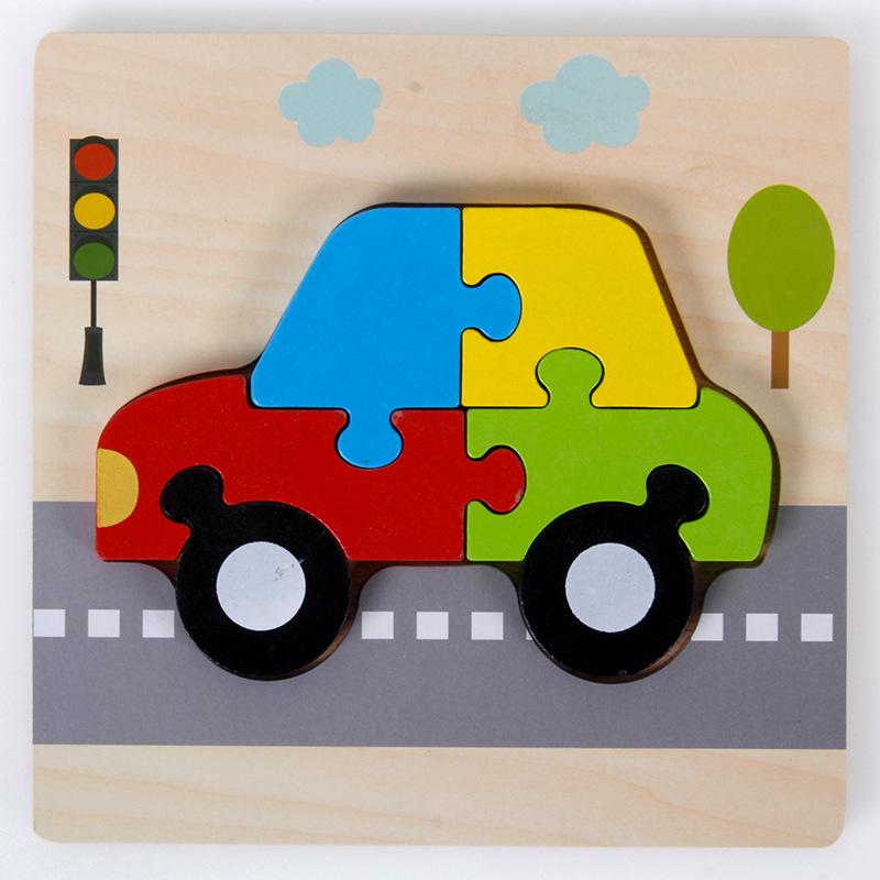 3D Wooden Cartoon Animal & Vehicle Puzzle Board for Early Childhood Education