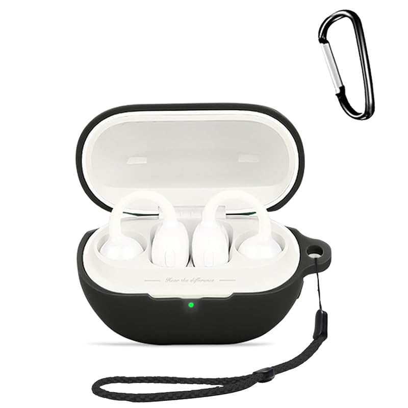 

For SOUNDPEATS UU earphones for case Silicone protective case [HUKWIMO] with carabiner + strap visible led light Wireless charging compatible Full