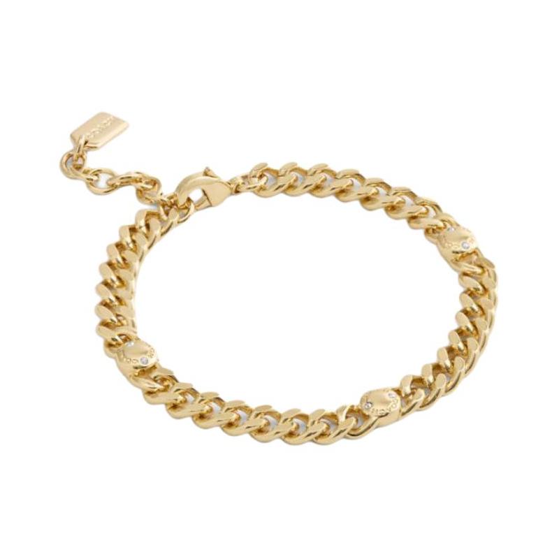 COACH Solid color rivet chain brass plated bracelet women s gold