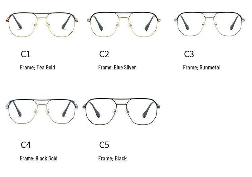 Double Bridge Men's Fashion Glasses - High-End Blue Light Blockers for a Personalized, Casual Look