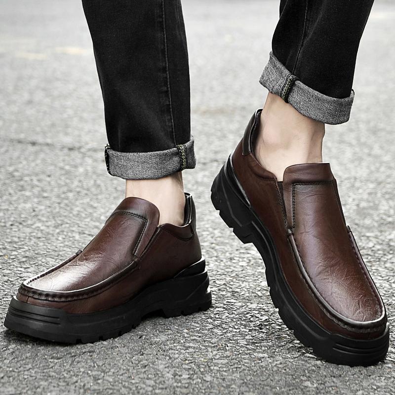 Fashion Luxury Brand Fashion Loafers Men Slip-on Genuine Leather Dress Flats Business Leather Shoes Flat Shoes Breathable Casual Shoes