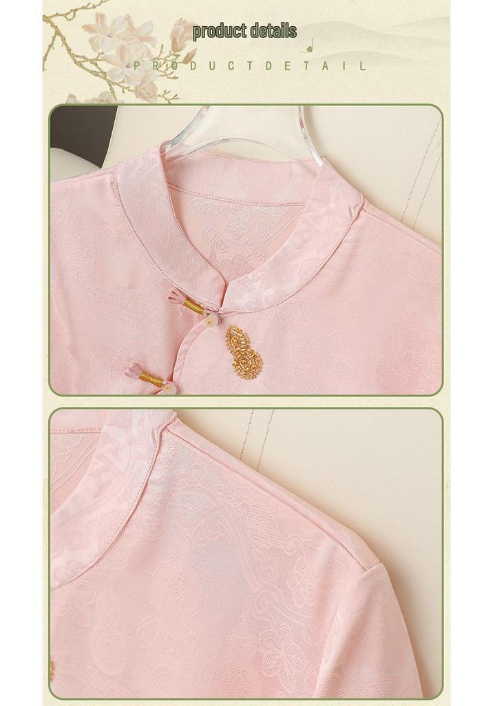 New Chinese Retro Stand Collar Lace Trim Top - Spring Arrival