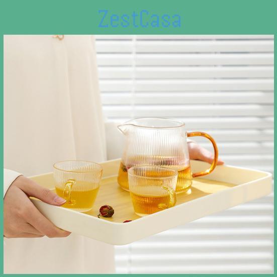 Tray Tea Cup Wood Pattern Modern Antislip Rectangle Heavy Duty Pp Multifunctional Fruit Serving Tableware Storage Organizer Holder Rack Kitchen
