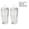 2Pcs Iced Coffee Glass with Lid And Straw, 600ml Capacity Ribbed Tumbler, Reusable Cold Drink Cup for Home Travel, Fits Car Cup Holder
