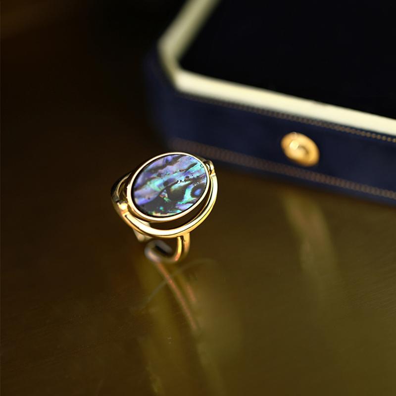 French Colored Shell Double-sided Flip Opening Adjustable Gold Rings Trendy Jewelry For Women's Fashion Finger Accessories