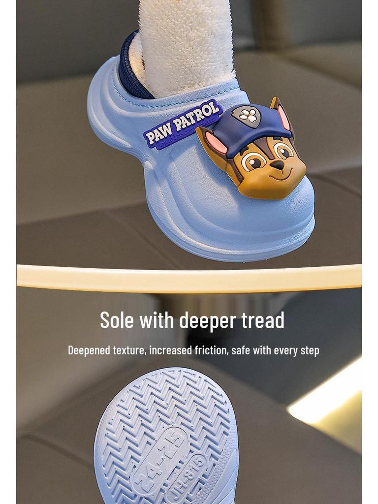 Paw Patrol Boys' Winter Non-Slip Cotton Slippers with Cartoon Design