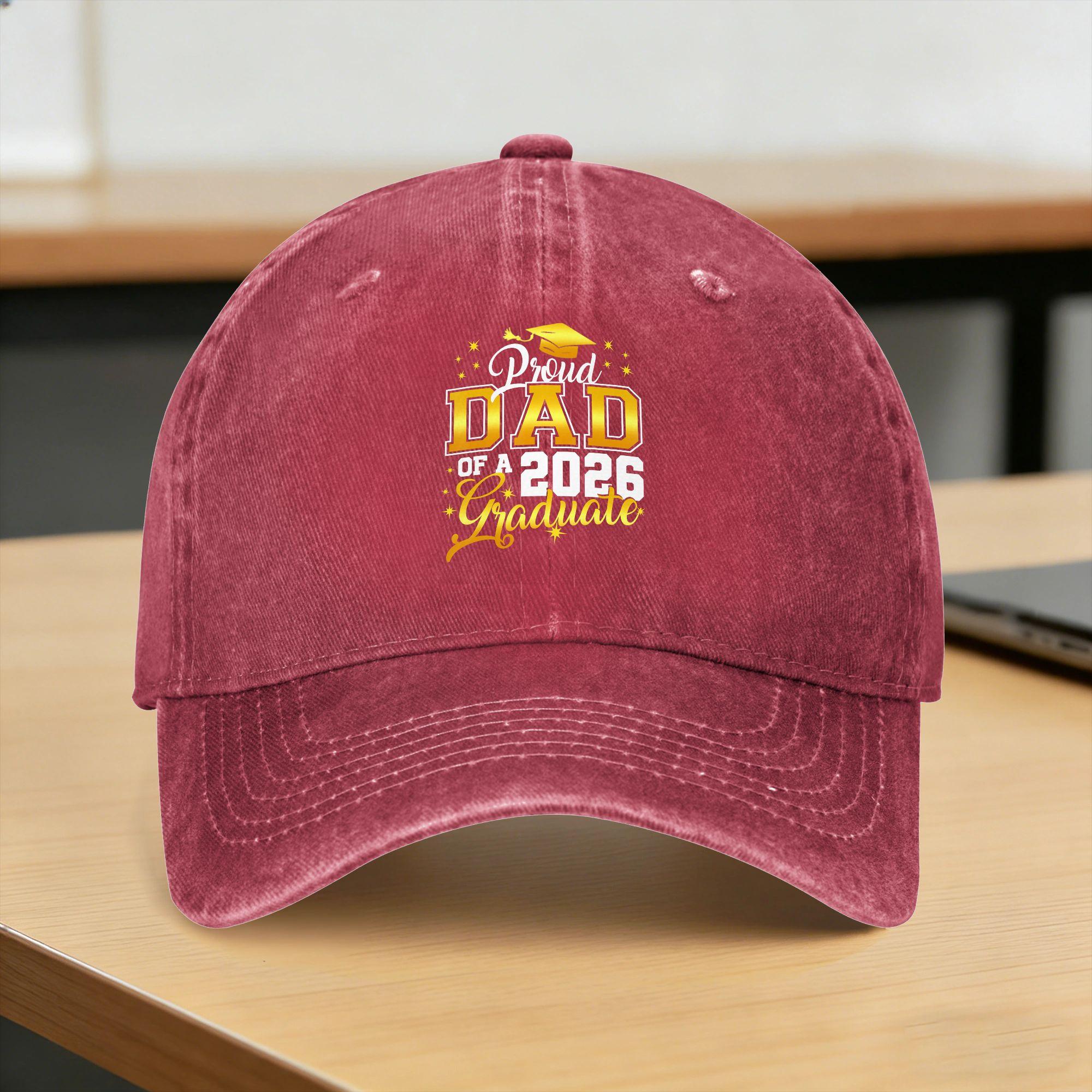 Dad Graduation Senior Proud Dad of a Graduate Washed Baseball Cap Classic Sun Trucker Hat Summer Rock Baseball Caps One Size