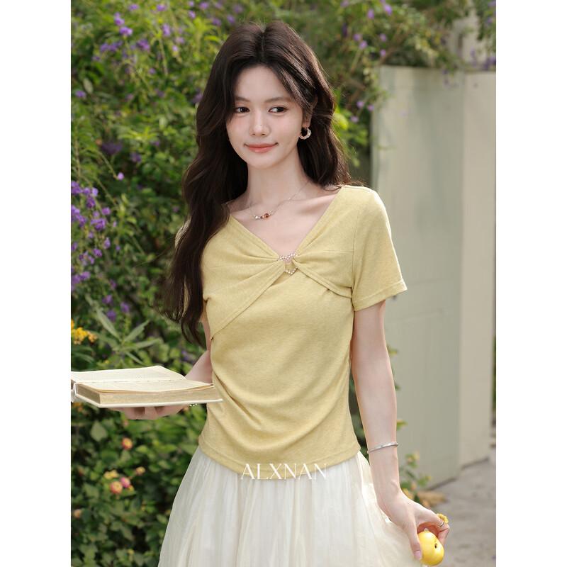 Elegant French Style Short Sleeve T-shirt S