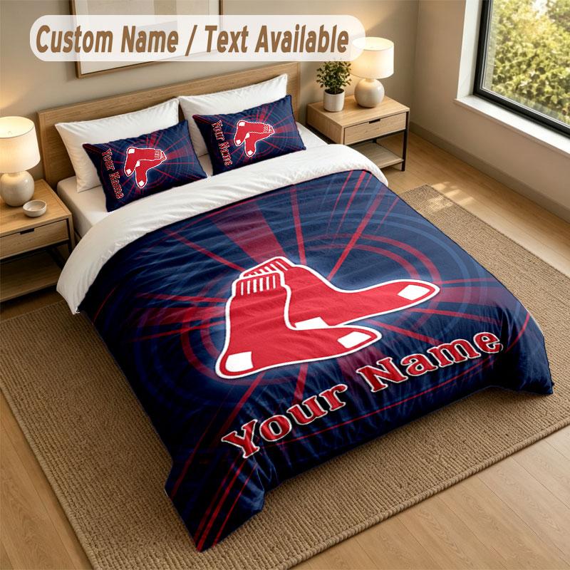 Bedding Set 1 Duvet Cover 2 Pillowcases Boston Red Sox Print Soft Bed Linen Bedroom Decor