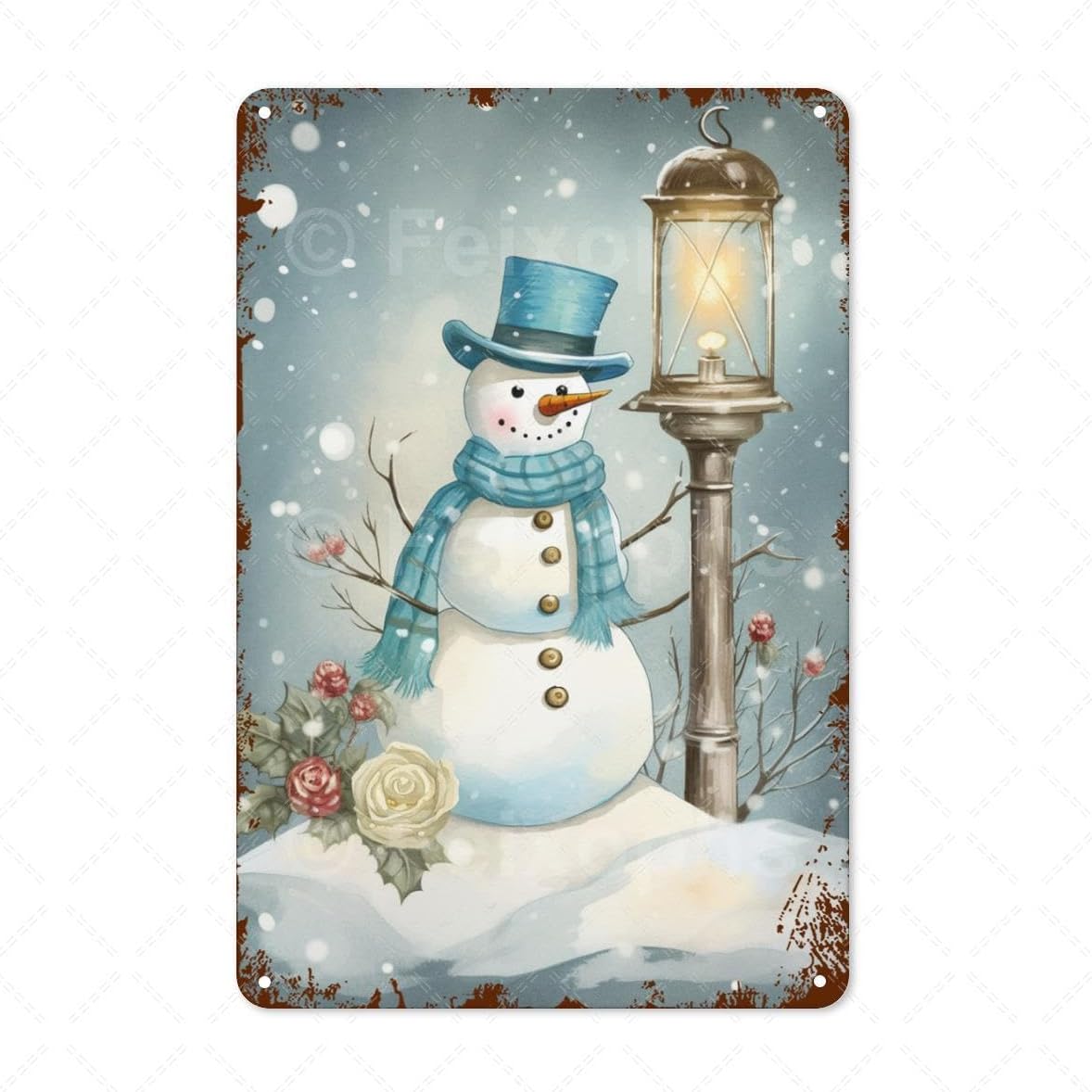 

Christmas Snowman Metal Tin Sign Retro Holiday Wall Decor Xmas Theme Vintage Plaque Tin Sign 20x30cm（7.8x11.8inch）