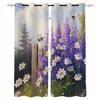 Oil Painting Purple Lavender Daisy Garden Bees Blackout Curtains For Living Room Bedroom Window Treatment Blinds Drapes