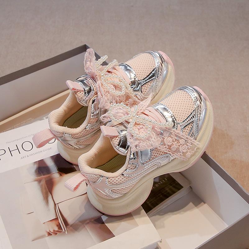 Kids Bow Decor Mesh Casual Sneakers 26