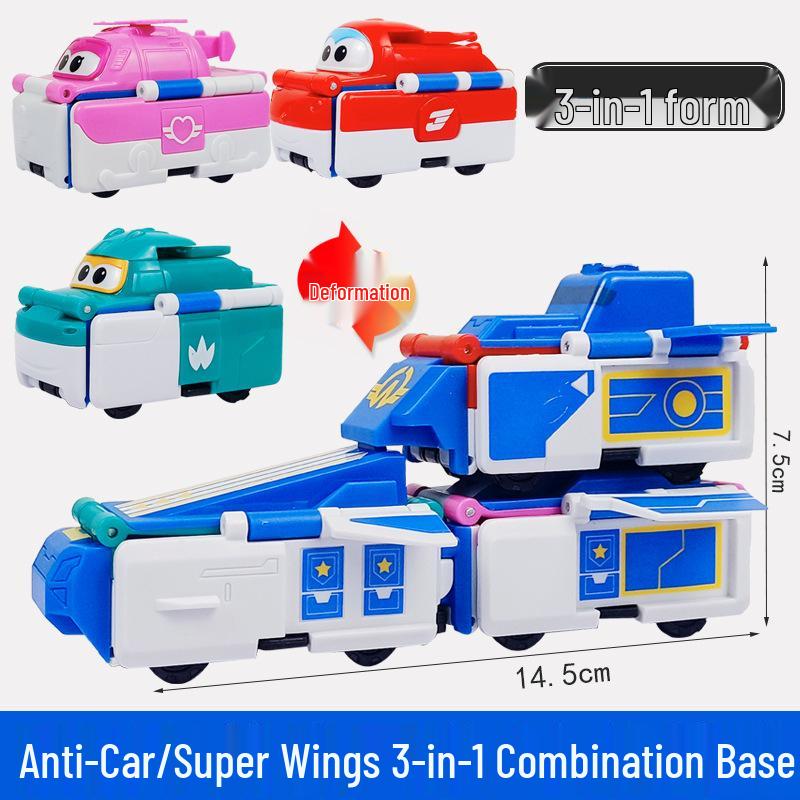 Super Wings 13-Piece Mini Transforming Robot Set: Jett, Big Strong, Jin, and Mighty Little Wing Toys