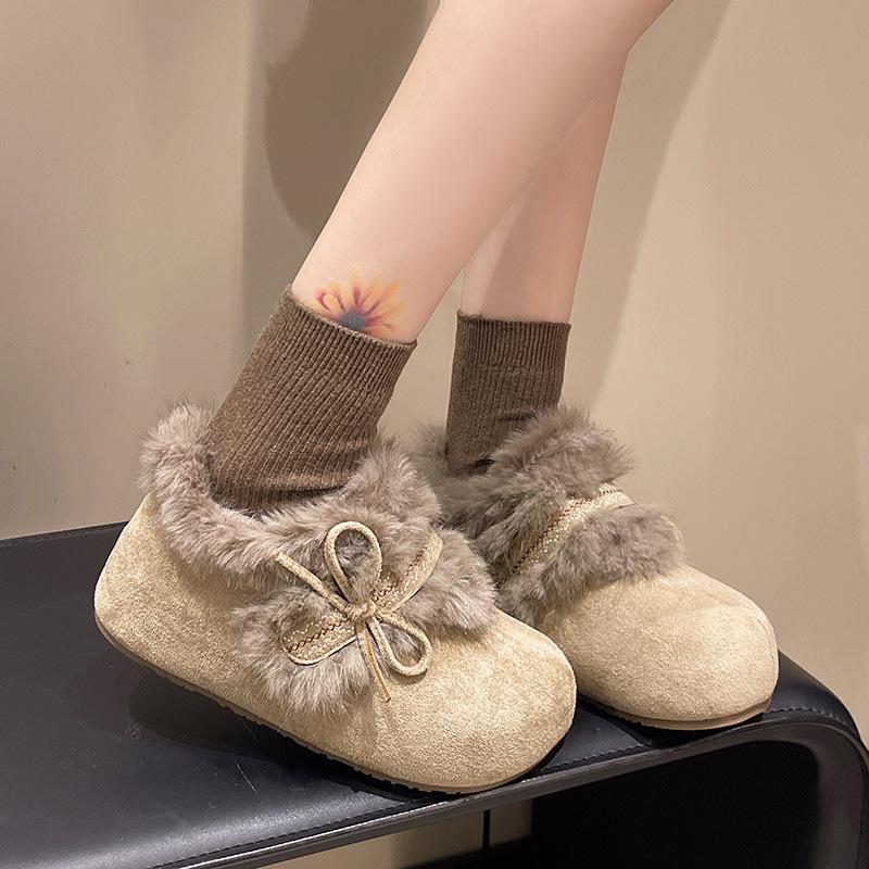 Women's fur one thick bottom heightening winter lightweight padded warm snow boots non-slip wear casual sneakers fur cotton shoes