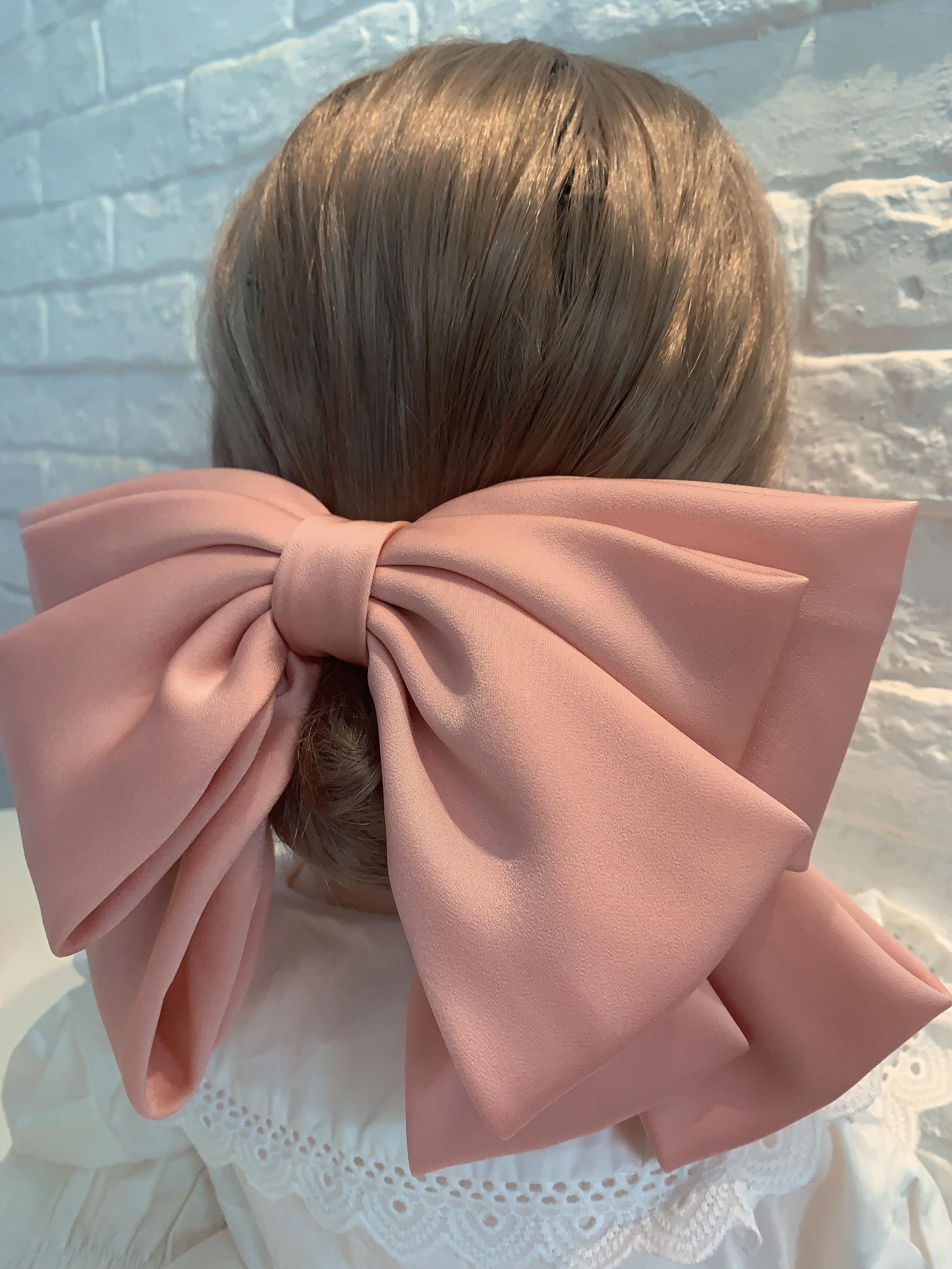 

High Quality Bow Hairpin Women Popular Headwear Satin Fixed Hair Clip Large Retro Headdress Ponytail Clip Hair Accessories Set