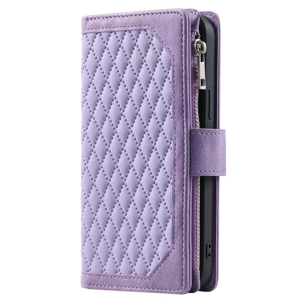Styl 005 Pouzdro pro iPhone 16 PU kůže Peněženka Kryt na telefon Kosočtvercové prošívání