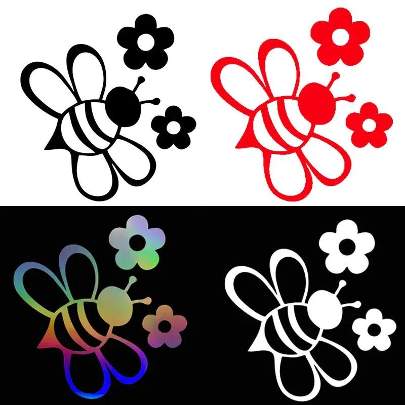 20x18.8cm Bee Flowers Cute Car Sticker Auto Body Bumper Windows Motorcycle Laptop Walls Vinyl Film Decal Car Tuning Accessories
