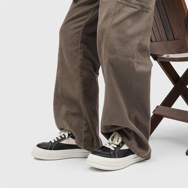 2025 New Niche High Street Tide Brand Flat for Men's Shoes Trendy Sports Leather Surface Versatile Casual Board Shoes Men