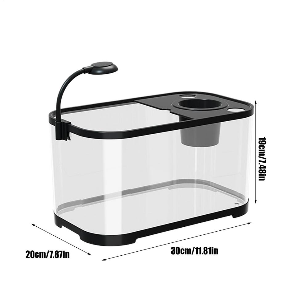 Small Aquarium Starter Kit Small Betta Fish Tank Clear Silent Aquarium Decorative Desktop Fish Tank for Betta Terrapin Frog
