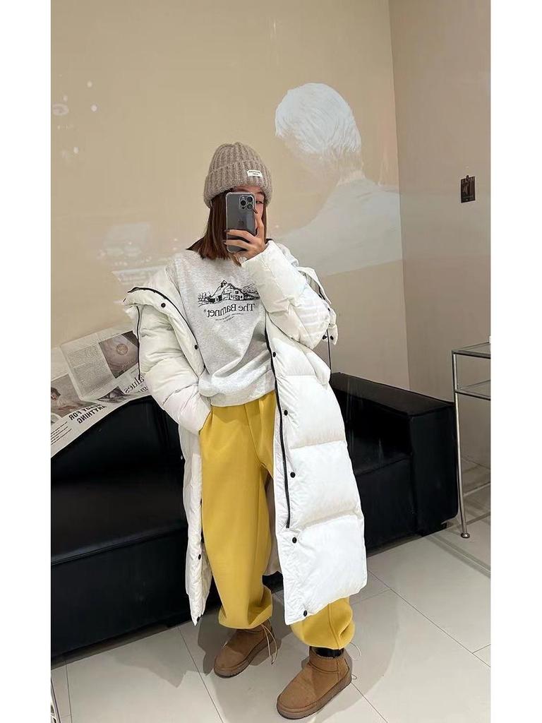 2023 Winter Women's Long White Duck Down Jacket: Korean-Style, Over-the-Knee, Loose, High-End & Thickened