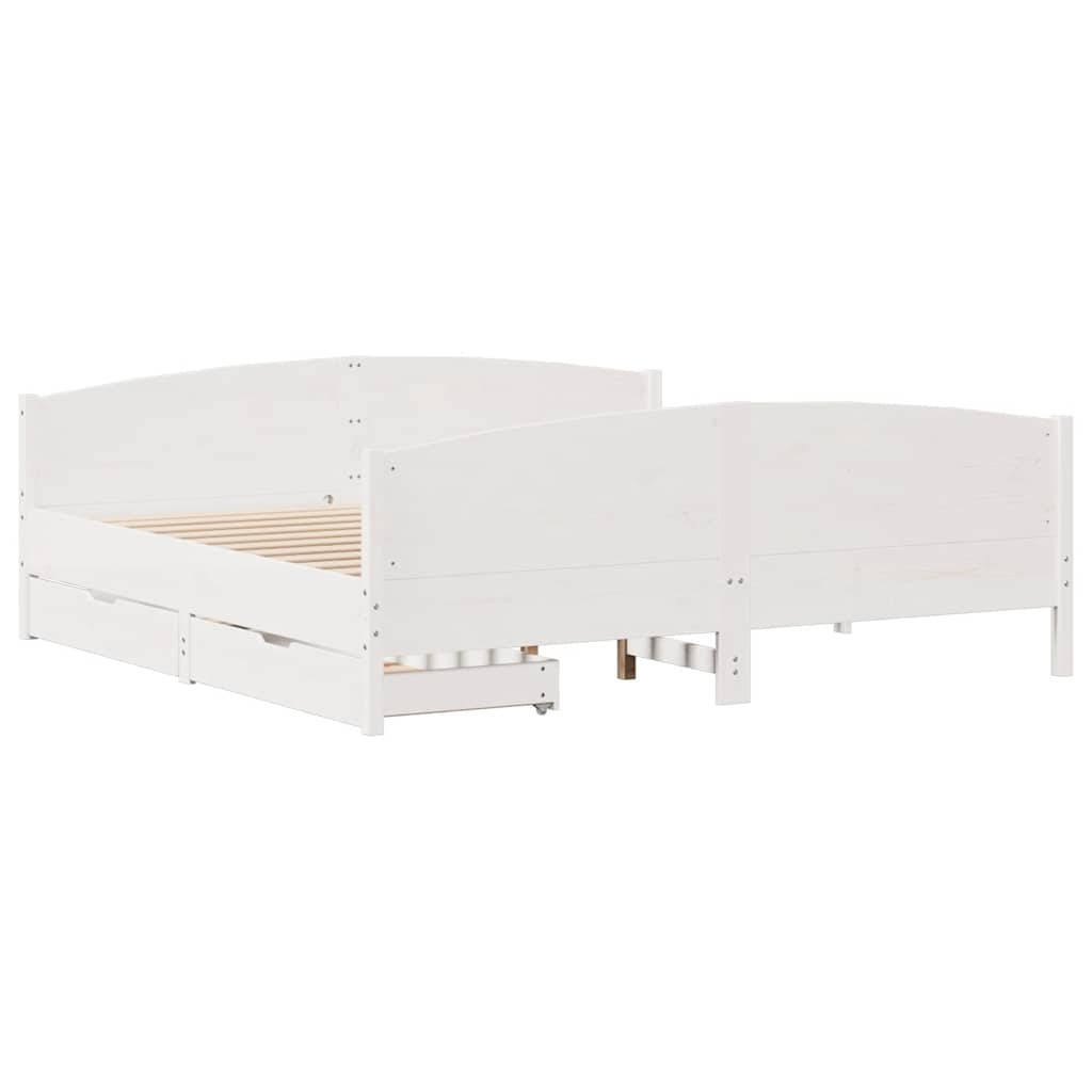 Vidaxl Rama Łóżka Bez Materaca, Biała, 160X200 Cm, Lite Drewno Sosnowe