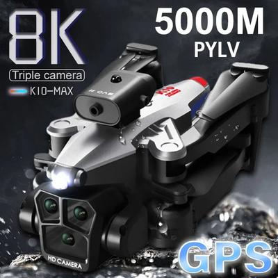 K10 Max RC Drone HD Three Cameras Wide Angle Optical Flow Positioning Four-way Obstacle Avoidance Remote Control Quadcopter Children's Toy Gift