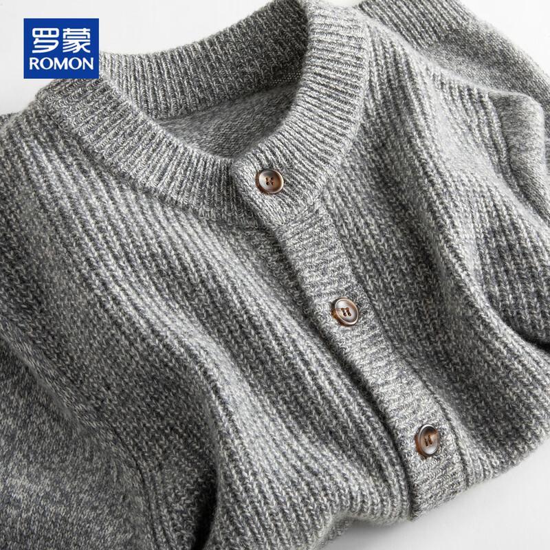ROMON Men's 100% Pure Wool Chunky Knit Cardigan