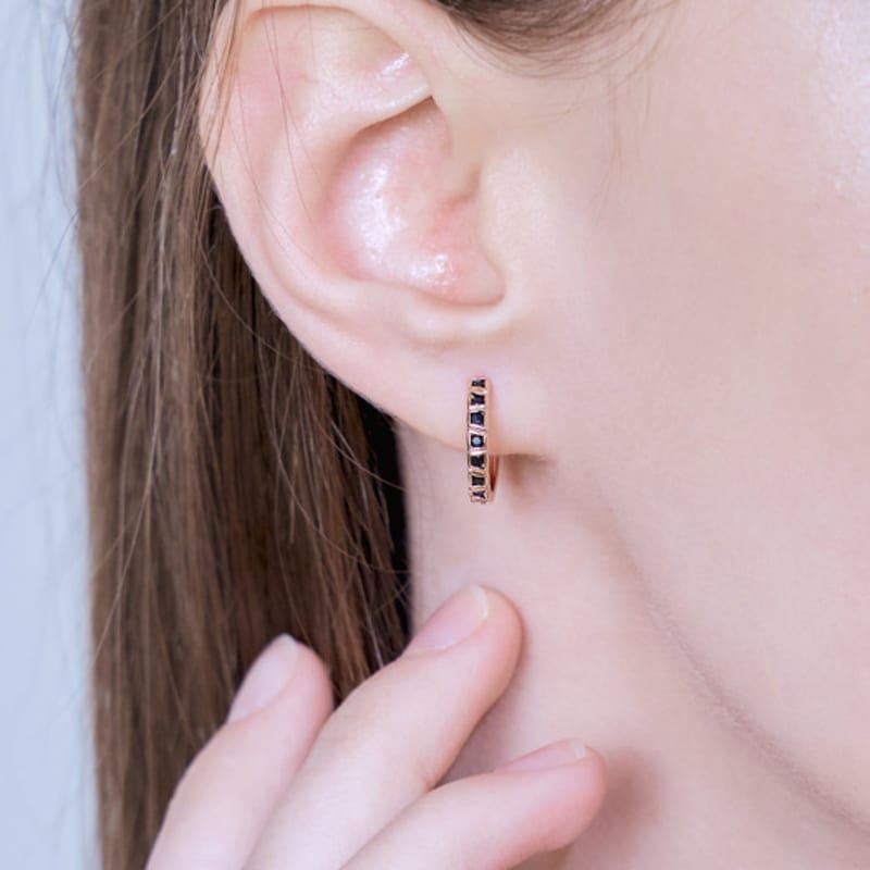 ELLE Jewelry 14K Colorful Ring One-Touch Earrings (Gold Pin) ELGPEE428