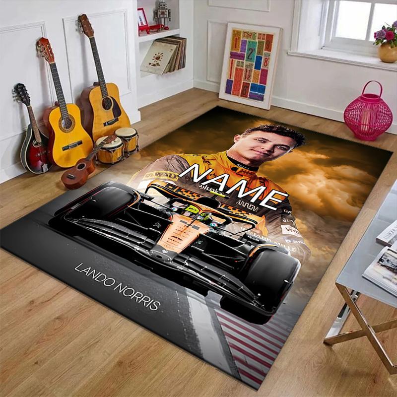 Custom Landos Norris Racing Mat Personalized Name, Polyester Washable Indoor Entryway Rug, Gift for Christmas, Easter, Thanksgiving Day