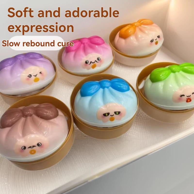 

2026 New Soft Cute Expression Bun Pinch Music Slow Rebound Healing Simulation Decompression American Flag Toys Playsets Pinch Music