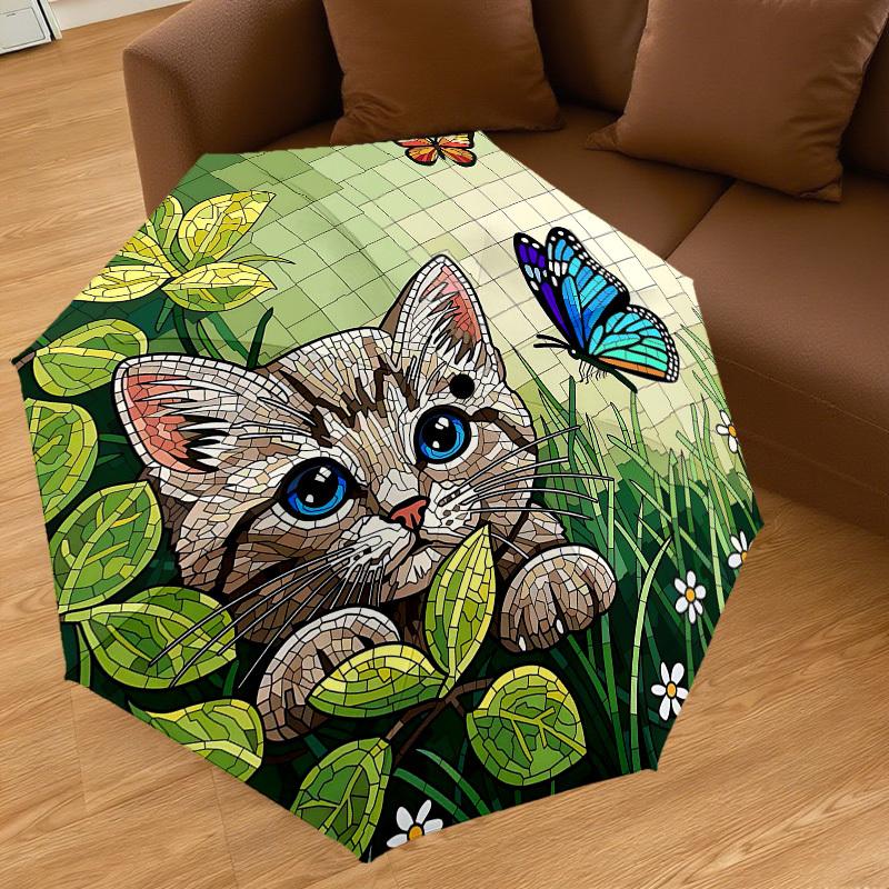 1PC Cat Butterfly Umbrella-8-Rib Reinforced Portable Folding Travel Suitable for All Seasons Outdoor Daily Use Is an Ideal Choice -F379