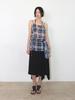 MEENDERI Sheer Asymmetric Check Bustier - Black