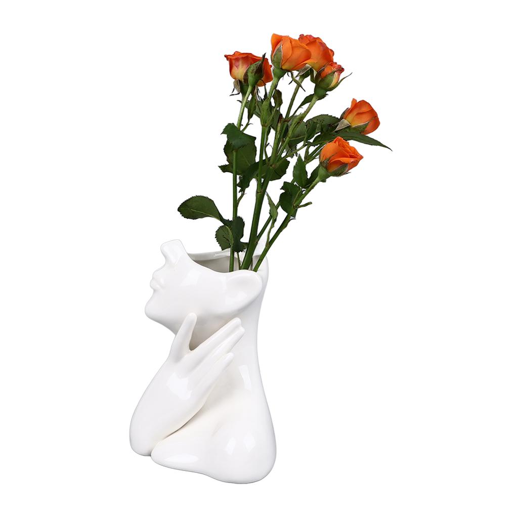 Wazon na twarz kobiety w stylu nordyckim, elegancki wazon na kwiaty, gładki ceramiczny wazon na kwiaty, dekoracja dla