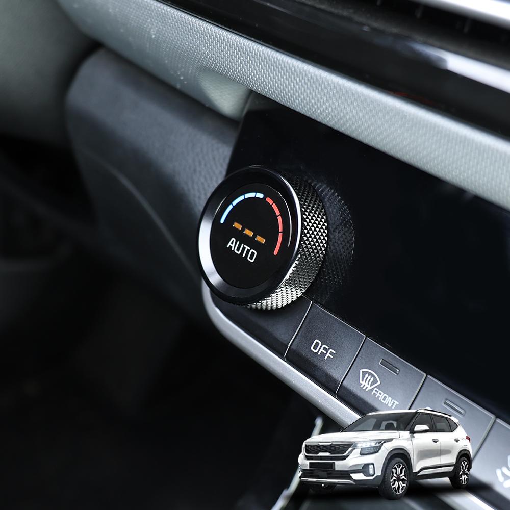 Automotive Interior Trim Air Condition Knob Button Cover Ring Covers Aluminum Alloy Material For KIA SELTOS 2021-2023 LHD RHD