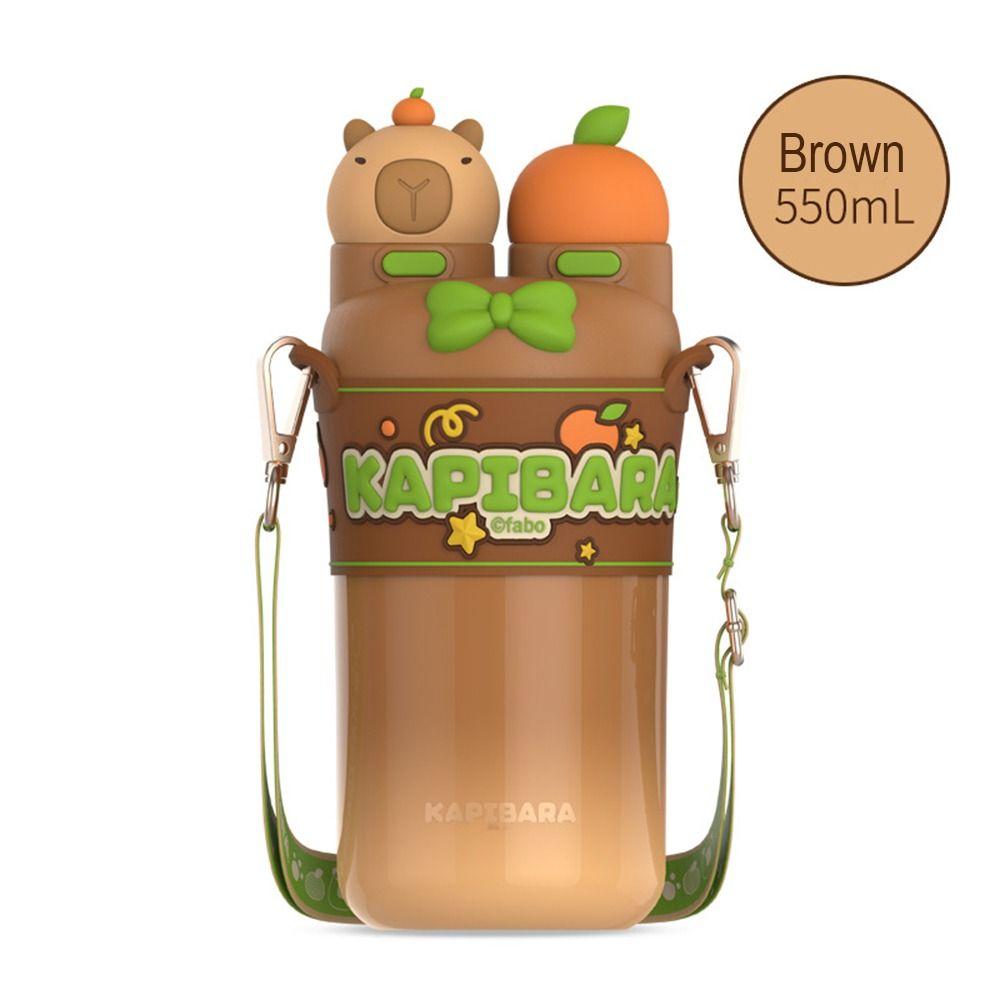 Cartoon 640/600/550ML Large Capacity Insulated Cup Stainless Steel Panda Water Bottle Capybara Thermal Mug for Boys and Girls