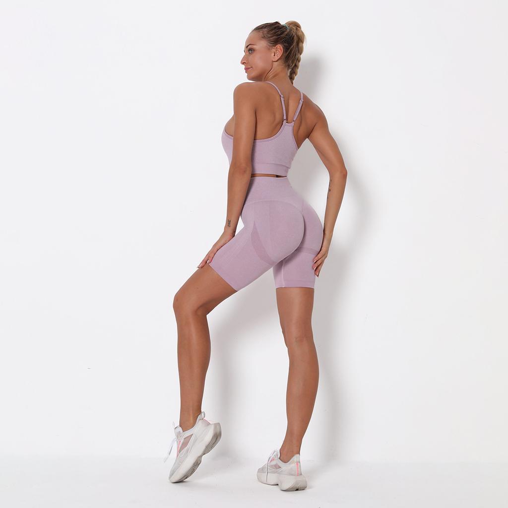 Peach Smiling Face Hip Yoga Shorts Yoga Clothes Fitness Bra Underwear Suit Women