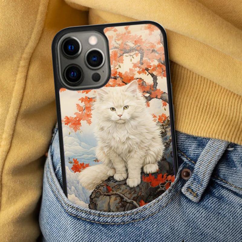Cute Cat Painting Soft Phone Case for iPhone 17 Air 16e Pro max 15 Pro 13 14 Plus 11 12 MagSafe Magnetic Coque